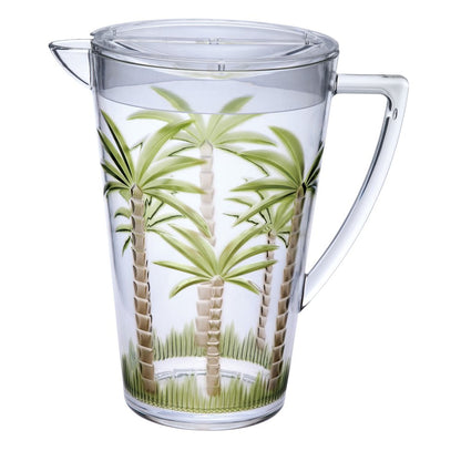 2.5 Quart Clear and Green Palm Tree Acrylic Pitcher HomeRoots