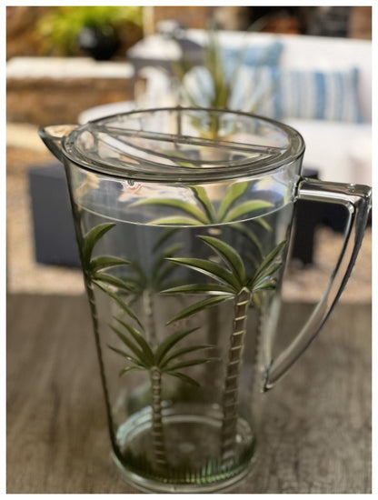 2.5 Quart Clear and Green Palm Tree Acrylic Pitcher HomeRoots