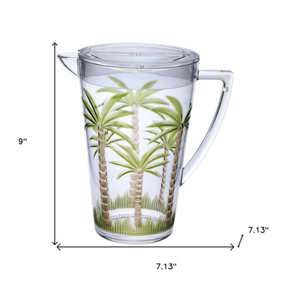 2.5 Quart Clear and Green Palm Tree Acrylic Pitcher HomeRoots
