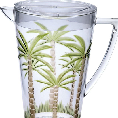 2.5 Quart Clear and Green Palm Tree Acrylic Pitcher HomeRoots