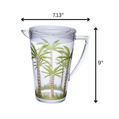 2.5 Quart Clear and Green Palm Tree Acrylic Pitcher HomeRoots