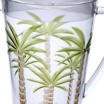 2.5 Quart Clear and Green Palm Tree Acrylic Pitcher HomeRoots