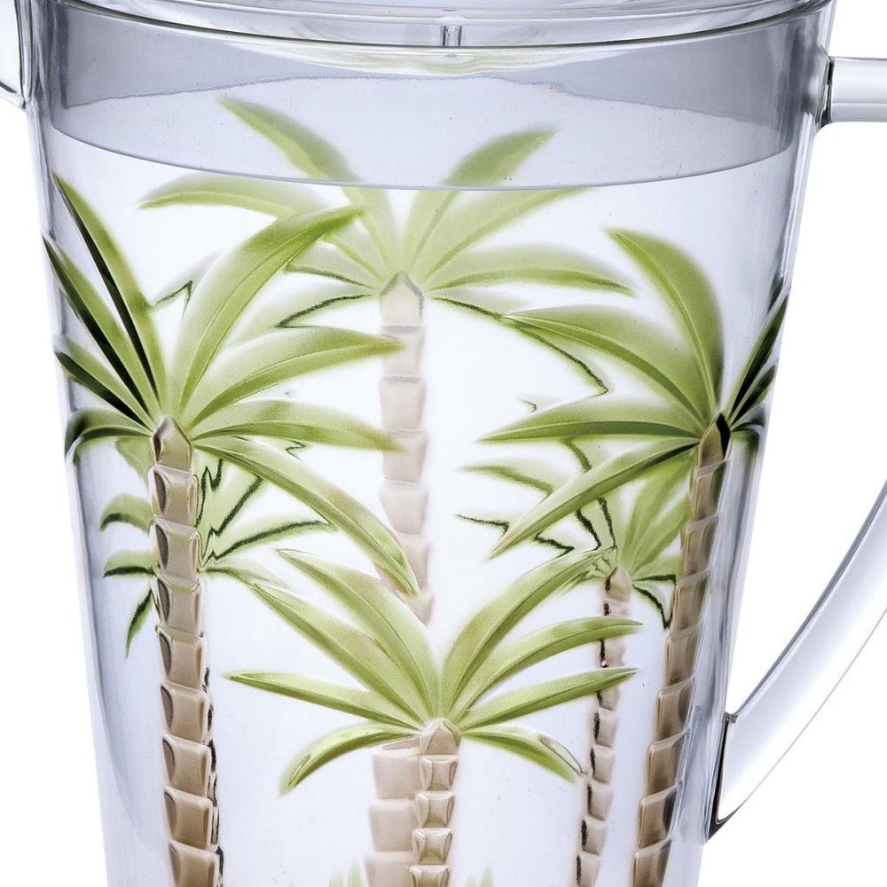 2.5 Quart Clear and Green Palm Tree Acrylic Pitcher HomeRoots