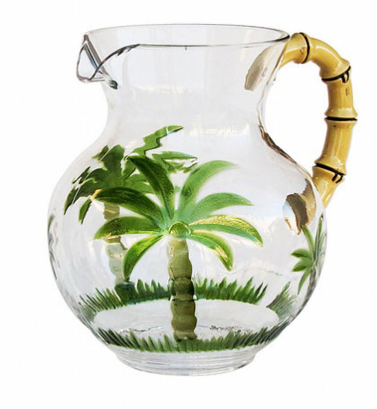 3 Quart Clear and Green Palm Tree Acrylic Pitcher HomeRoots