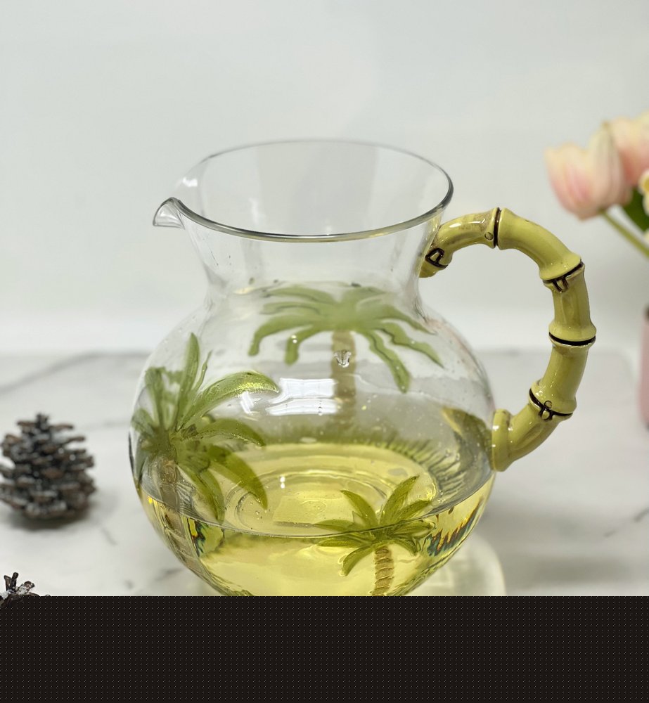 3 Quart Clear and Green Palm Tree Acrylic Pitcher HomeRoots