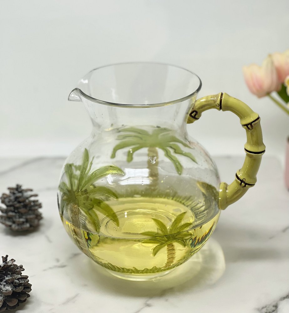 3 Quart Clear and Green Palm Tree Acrylic Pitcher HomeRoots