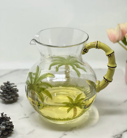 3 Quart Clear and Green Palm Tree Acrylic Pitcher HomeRoots