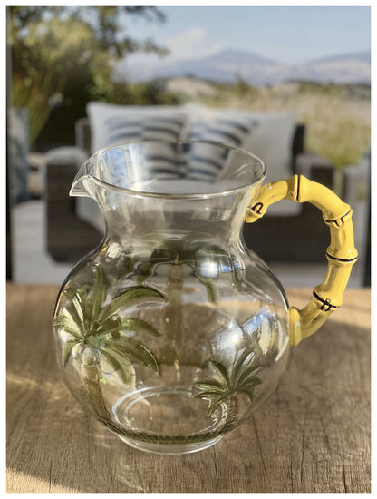 3 Quart Clear and Green Palm Tree Acrylic Pitcher