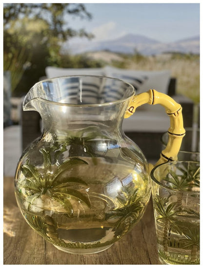 3 Quart Clear and Green Palm Tree Acrylic Pitcher HomeRoots