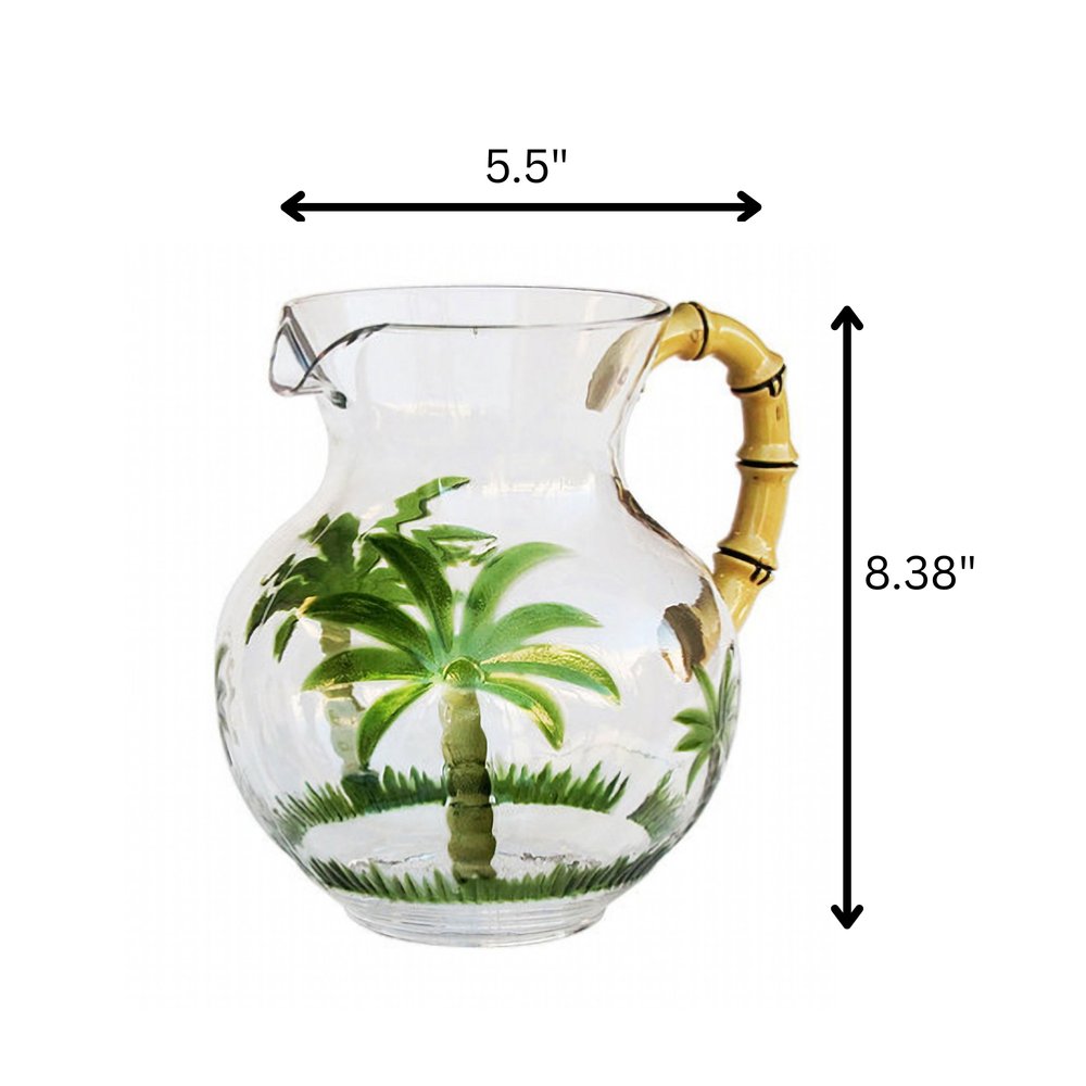3 Quart Clear and Green Palm Tree Acrylic Pitcher HomeRoots