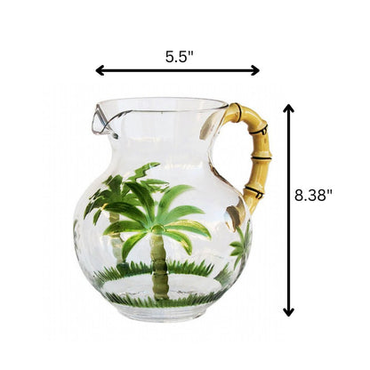 3 Quart Clear and Green Palm Tree Acrylic Pitcher HomeRoots