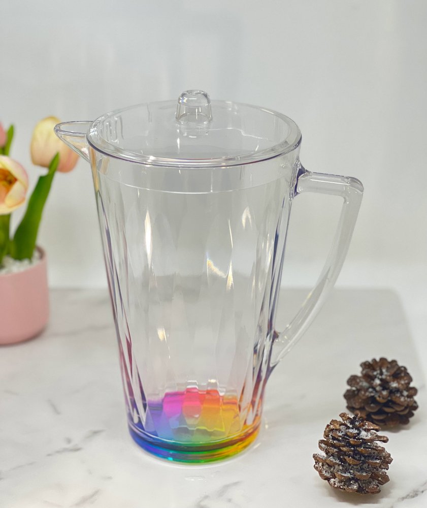 2.5 Clear and Rainbow Diamond Acrylic Pitcher HomeRoots