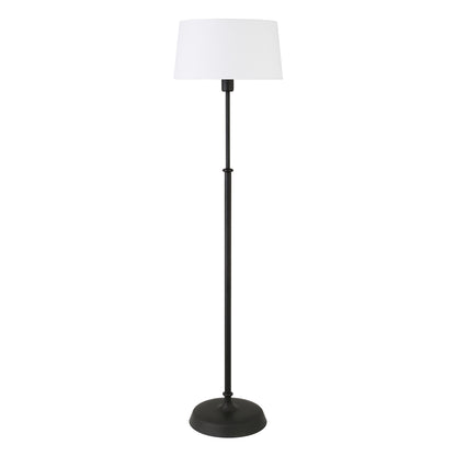 60" Black Traditional Shaped Floor Lamp With White Frosted Glass Drum Shade