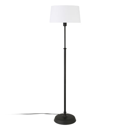 60" Black Traditional Shaped Floor Lamp With White Frosted Glass Drum Shade