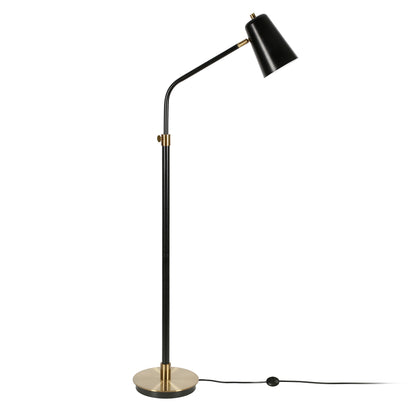 65" Black Adjustable Traditional Shaped Floor Lamp With Black Cone Shade