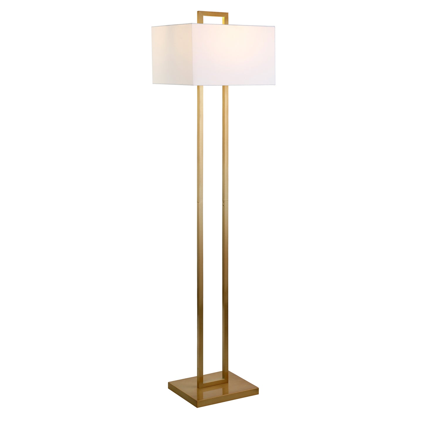 68" Brass Traditional Shaped Floor Lamp With White Frosted Glass Rectangular Shade