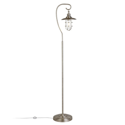 63" Nickel Arched Floor Lamp With Clear Transparent Glass Globe Shade