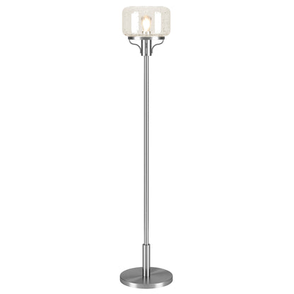 62" Nickel Novelty Floor Lamp With Clear Seeded Glass Globe Shade