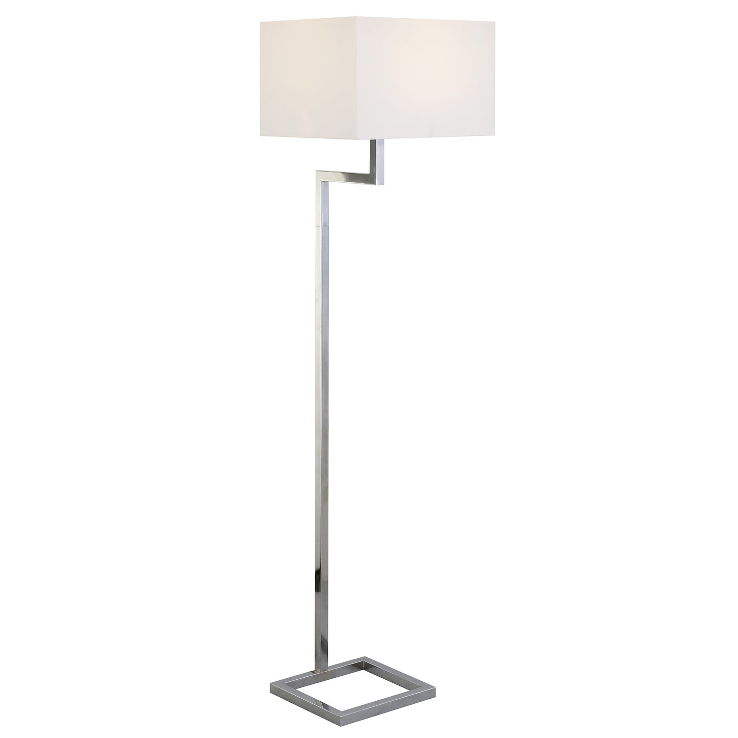 64" Nickel Floor Lamp With White Frosted Glass Rectangular Shade