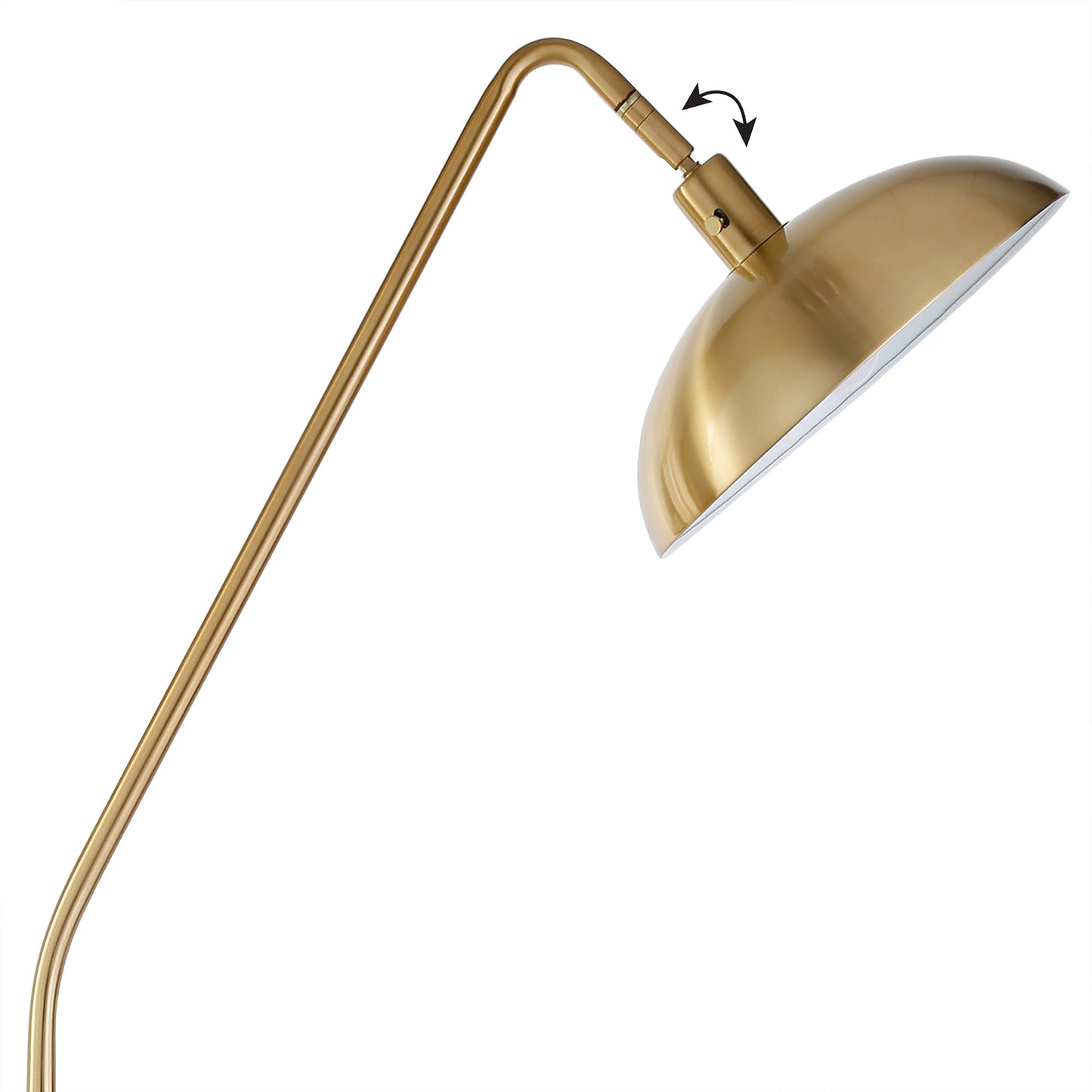 66" Brass Reading Floor Lamp With Gold Bowl Shade