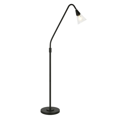 65" Black Reading Floor Lamp With Clear Transparent Glass Dome Shade - FurniFindUSA