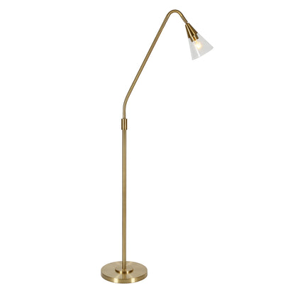 65" Brass Reading Floor Lamp With Clear Transparent Glass Dome Shade