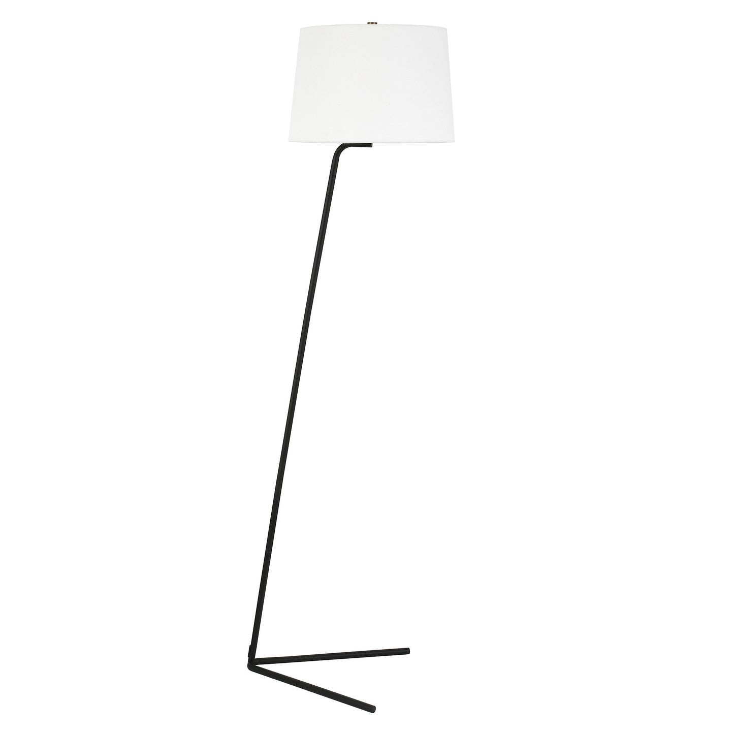 60" Black Novelty Floor Lamp With White Frosted Glass Drum Shade