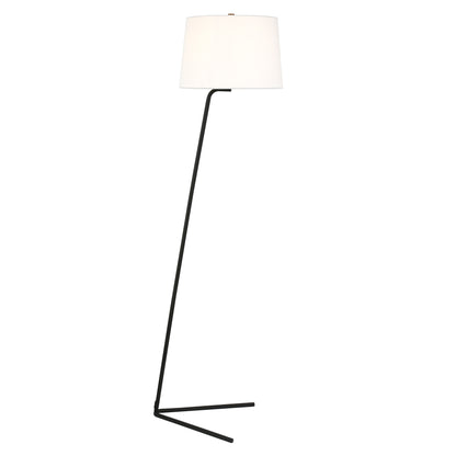 60" Black Novelty Floor Lamp With White Frosted Glass Drum Shade