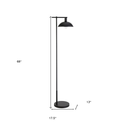 68" Black Reading Floor Lamp With Black Bowl Shade