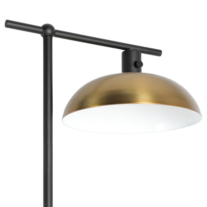 68" Black Reading Floor Lamp With Gold Bowl Shade