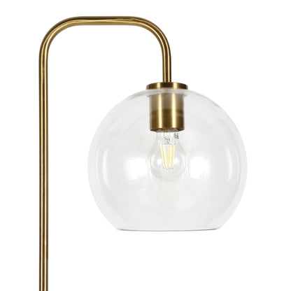 62" Brass Arched Floor Lamp With Clear Transparent Glass Globe Shade