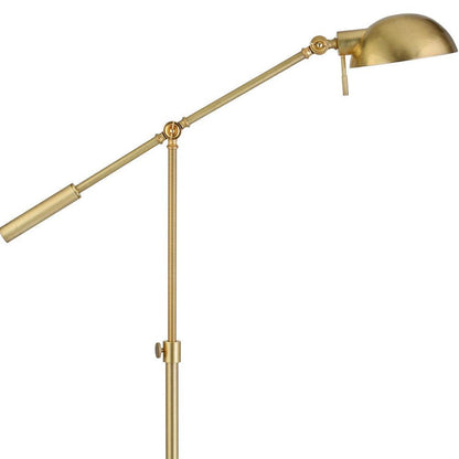 61" Brass Adjustable Swing Arm Floor Lamp With Gold Cone Shade - FurniFindUSA