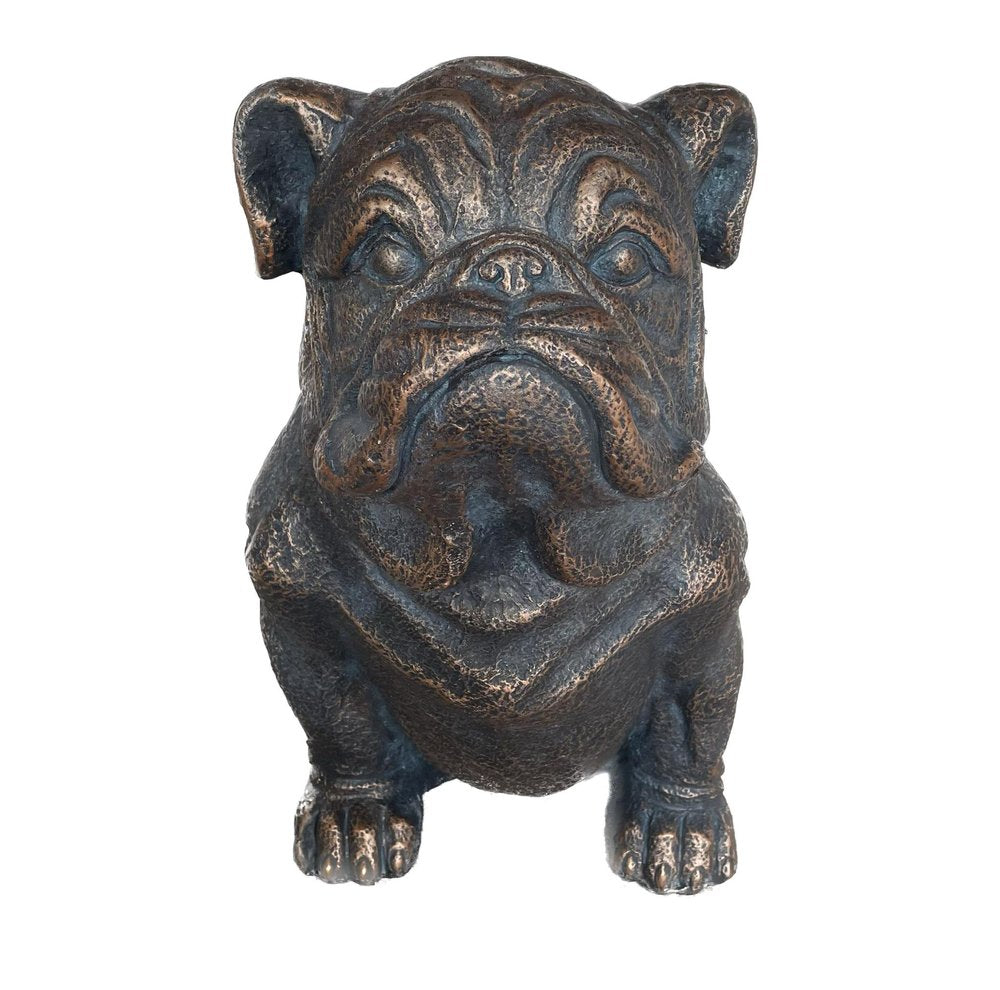 16" Antiqued Bronze Bulldog Outdoor Statue HomeRoots