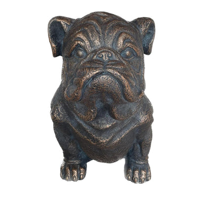 16" Antiqued Bronze Bulldog Outdoor Statue HomeRoots