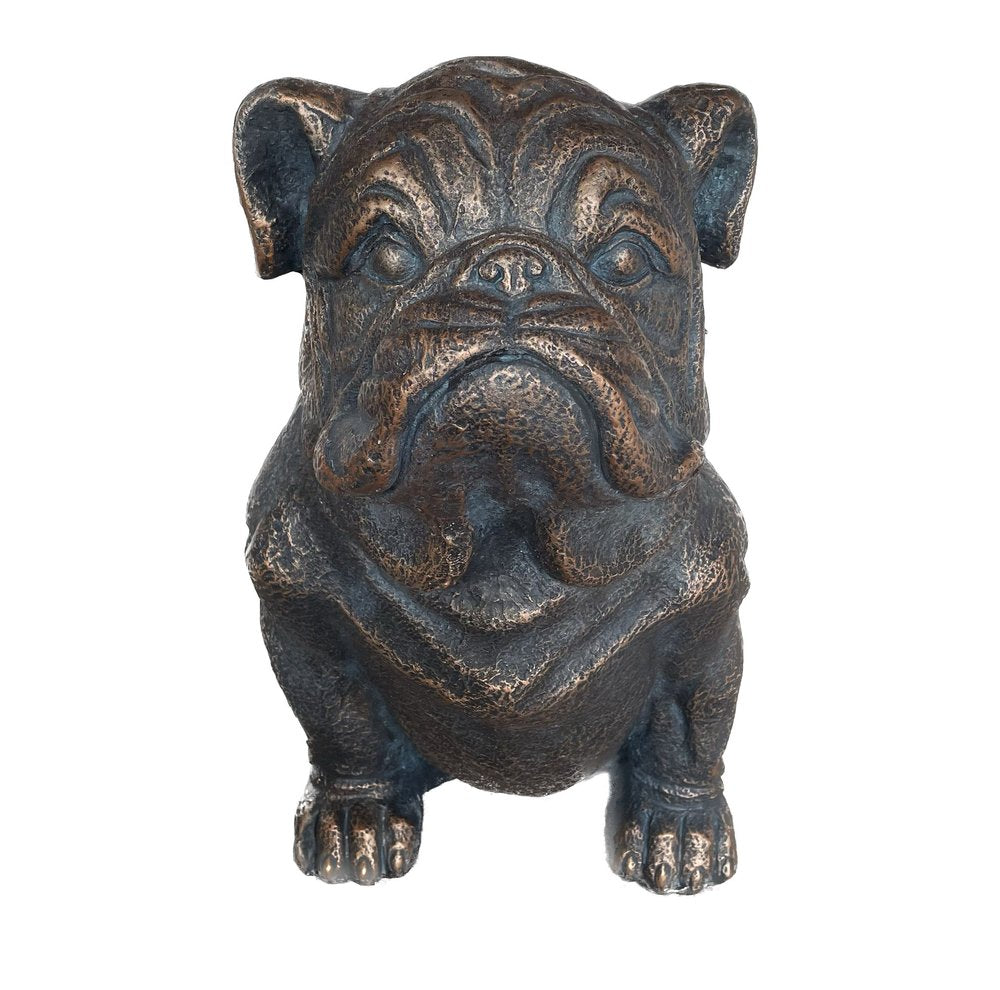 16" Antiqued Bronze Bulldog Outdoor Statue HomeRoots
