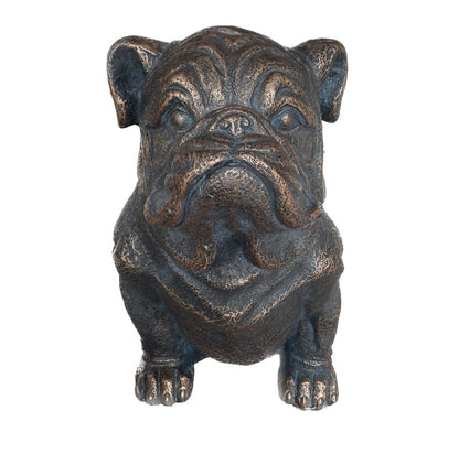 16" Antiqued Bronze Bulldog Outdoor Statue HomeRoots