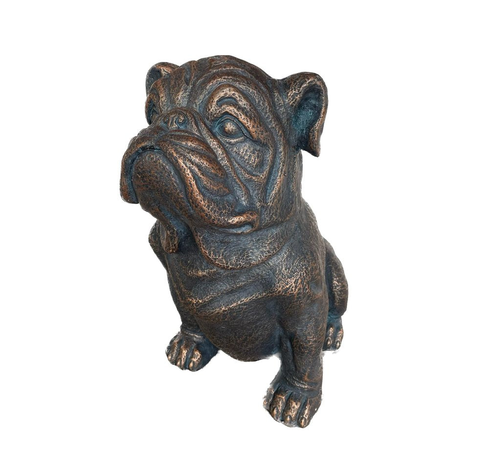 16" Antiqued Bronze Bulldog Outdoor Statue HomeRoots