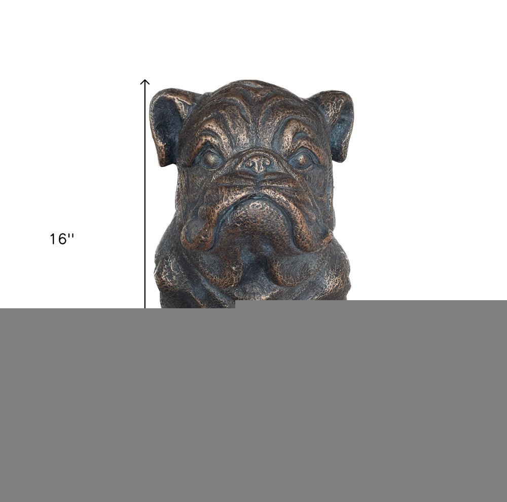 16" Antiqued Bronze Bulldog Outdoor Statue HomeRoots
