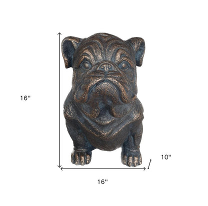 16" Antiqued Bronze Bulldog Outdoor Statue HomeRoots
