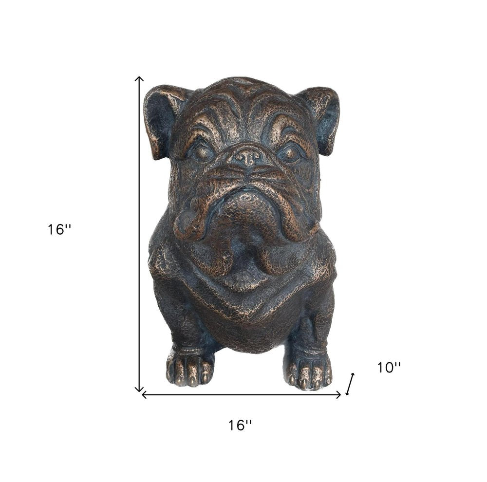 16" Antiqued Bronze Bulldog Outdoor Statue HomeRoots