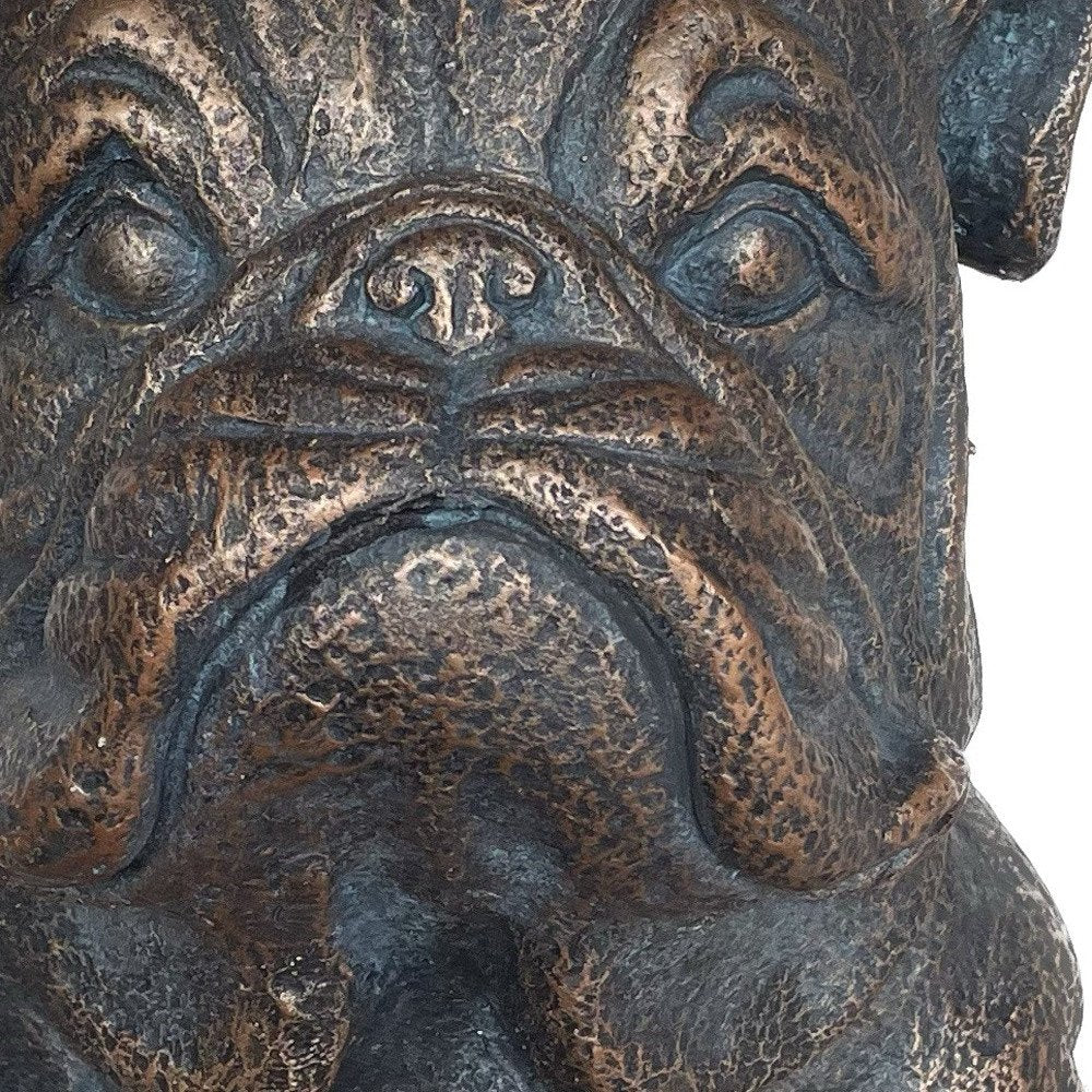 16" Antiqued Bronze Bulldog Outdoor Statue HomeRoots