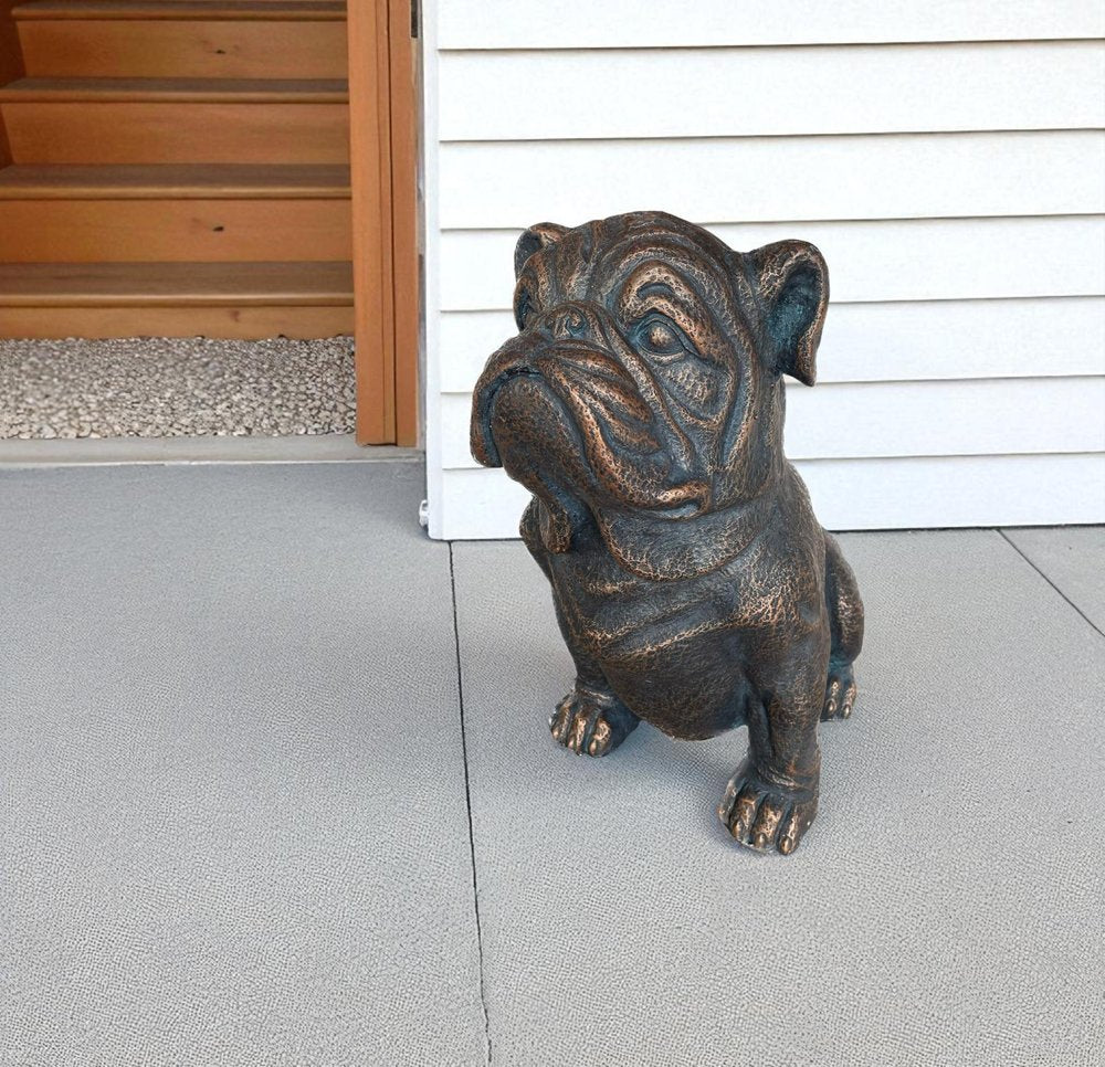 16" Antiqued Bronze Bulldog Outdoor Statue HomeRoots