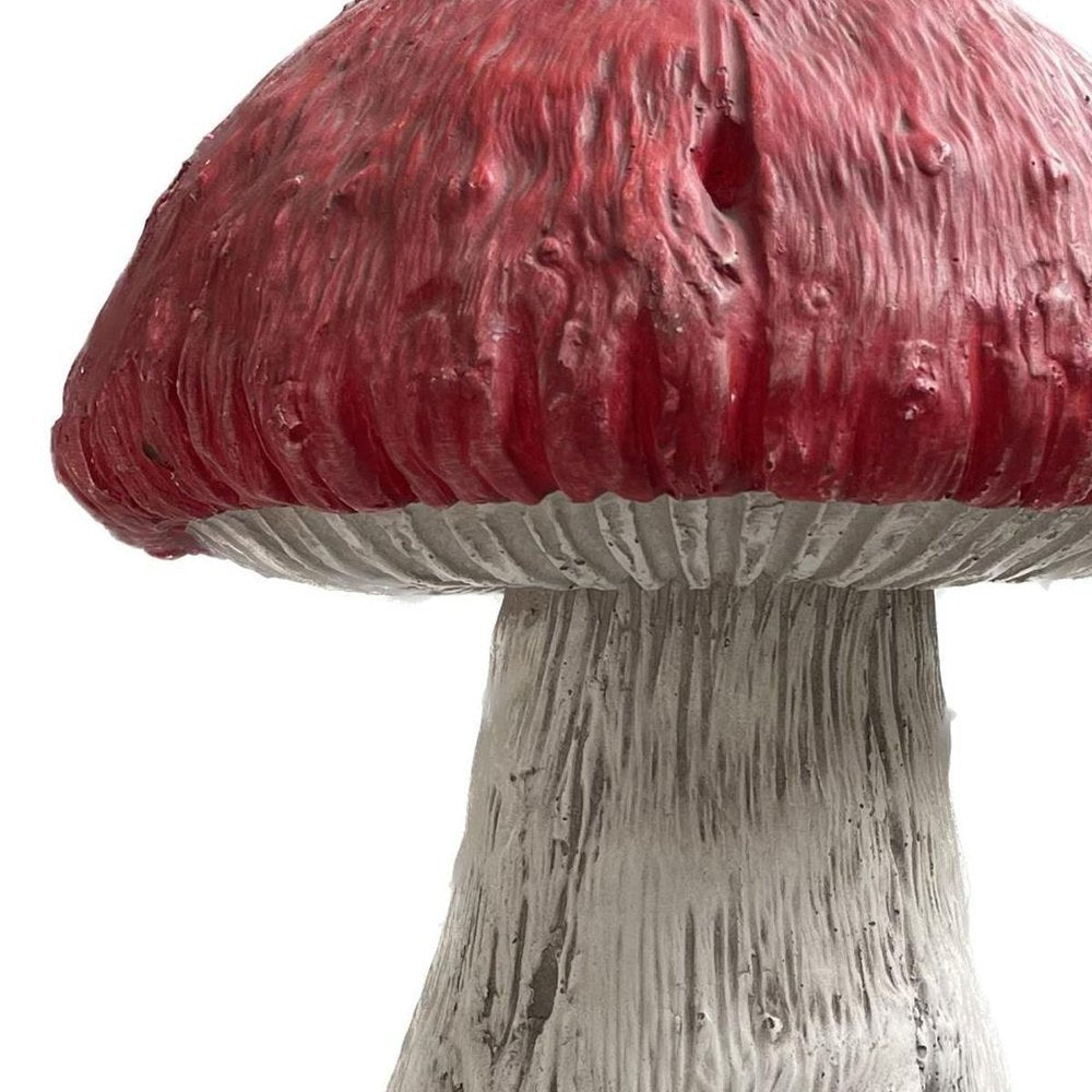 15" Red And White Polyresin Mushroom Outdoor Statue HomeRoots