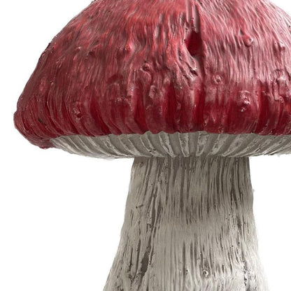15" Red And White Polyresin Mushroom Outdoor Statue HomeRoots