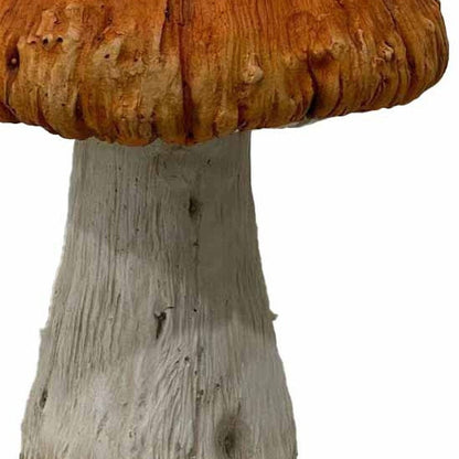 15" Orange And White Polyresin Mushroom Outdoor Statue HomeRoots