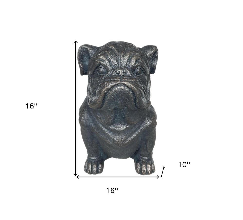 16" Black Polyresin Dog Outdoor Statue HomeRoots