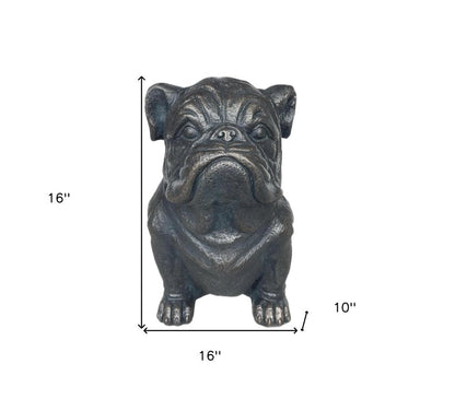16" Black Polyresin Dog Outdoor Statue HomeRoots