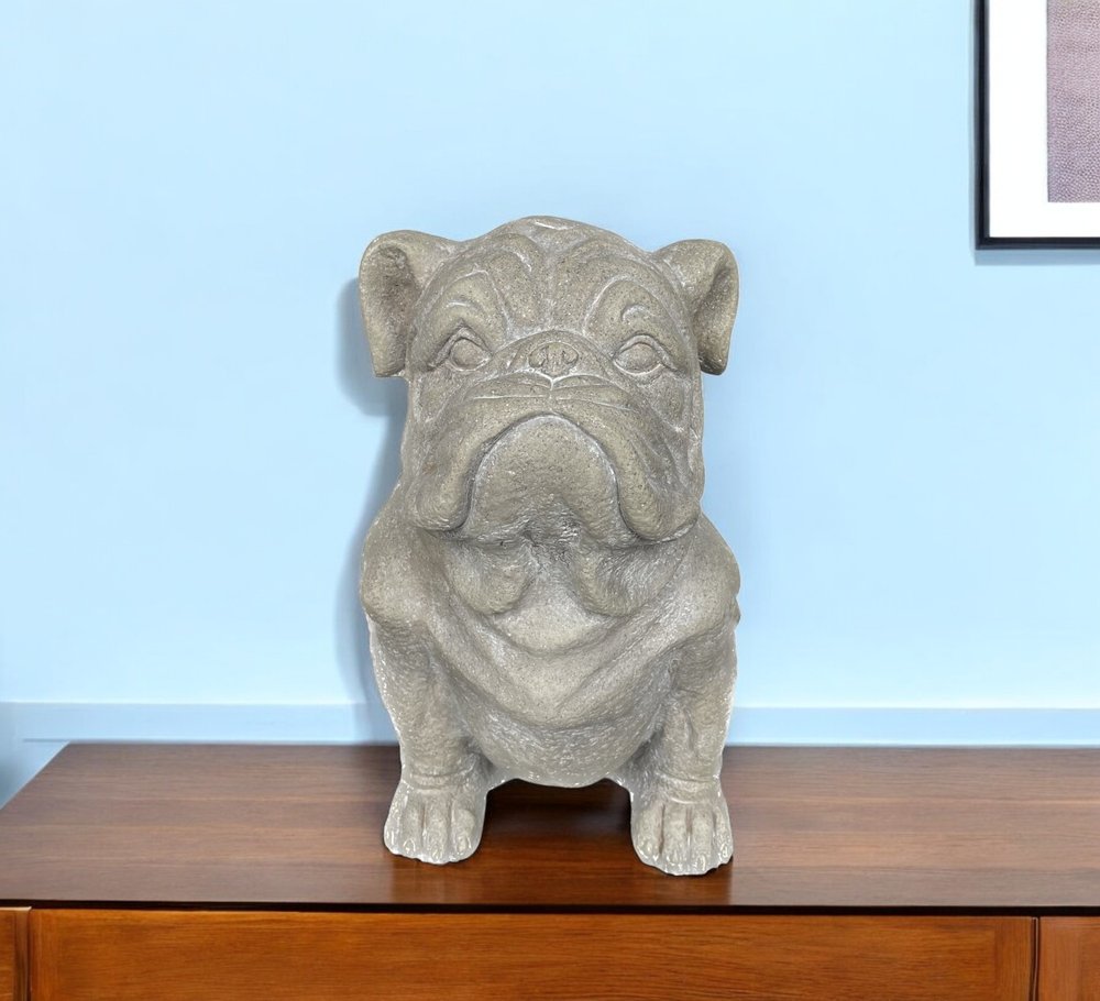 16" Gray Polyresin Dog Hand Painted Statue HomeRoots