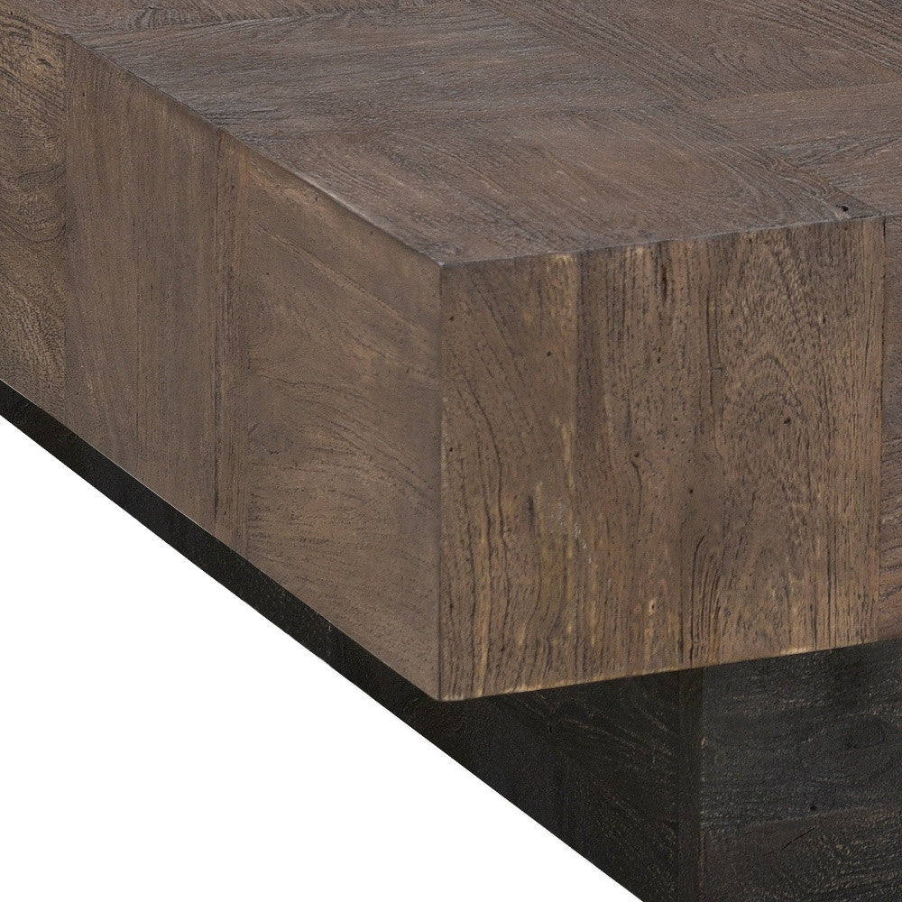 40" Dark Brown And Black Solid Wood Square Coffee Table