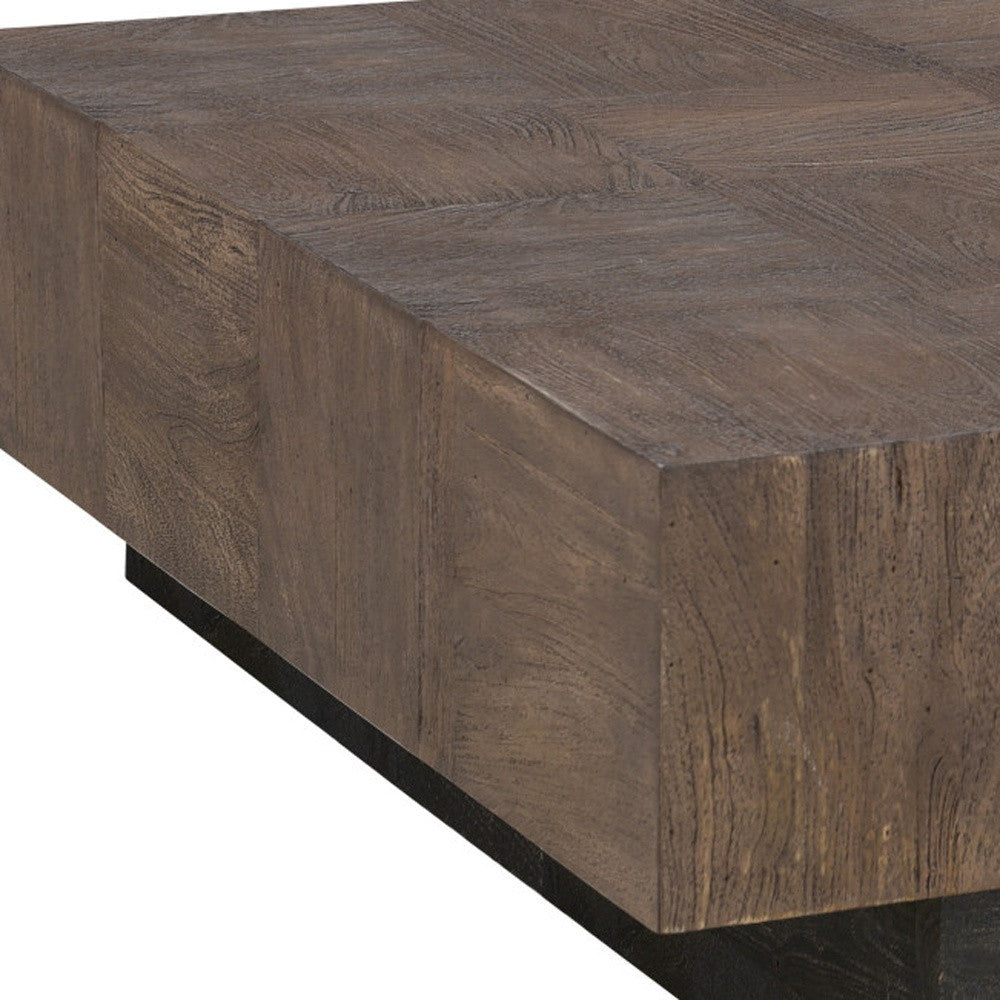 40" Dark Brown And Black Solid Wood Square Coffee Table